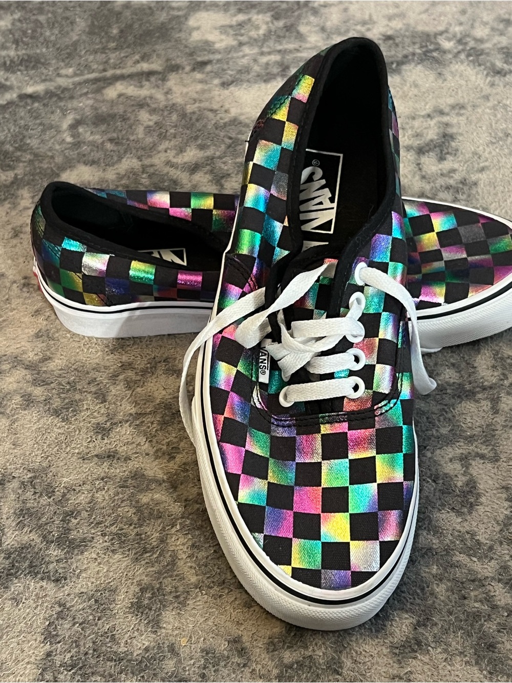 Vans Women’s 9 Checkerboard Iridescent Low-Top Sneakers - Picture 5 of 7